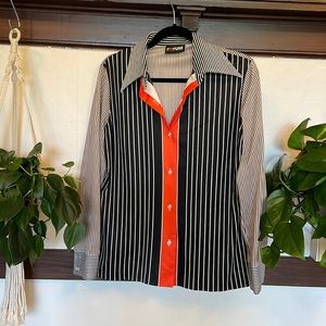 Vintage wide collar striped button down